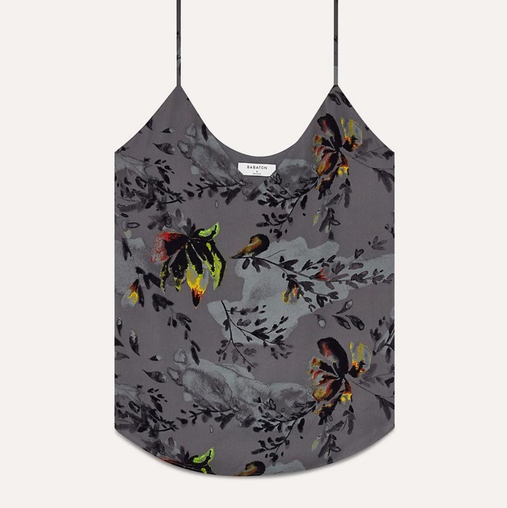 Aritzia Babaton Everly grey floral camisole